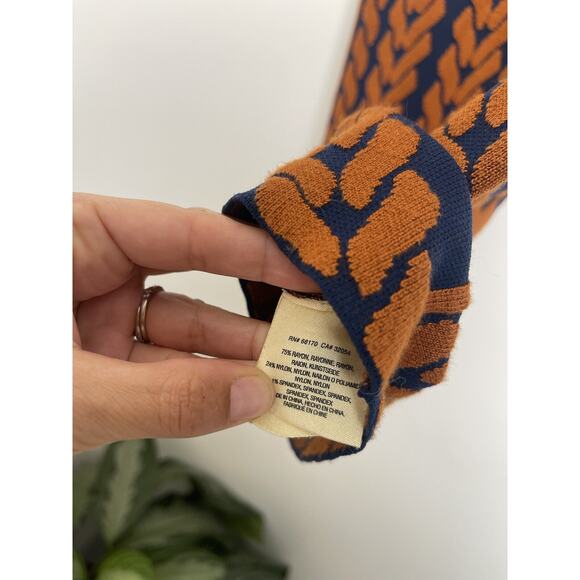 Anthropologie Maeve Navy Orange Knit Skirt Sz S Bodycon Knee Length Pencil Knit - Picture 6 of 8